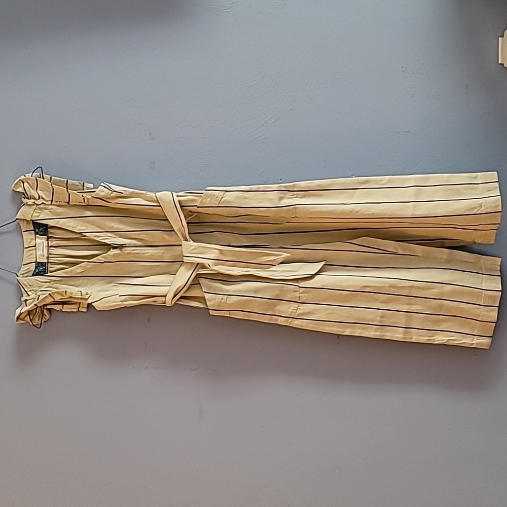 Anthropologie Yellow Striped Jumpsuit